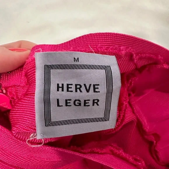 Hervé Léger Hot Pink Bandage Halter Mini Dress | Size M - Picture 12 of 12